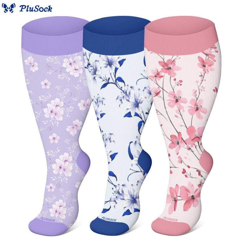 Plus Size Blossom Compression Socks(3 Pairs)