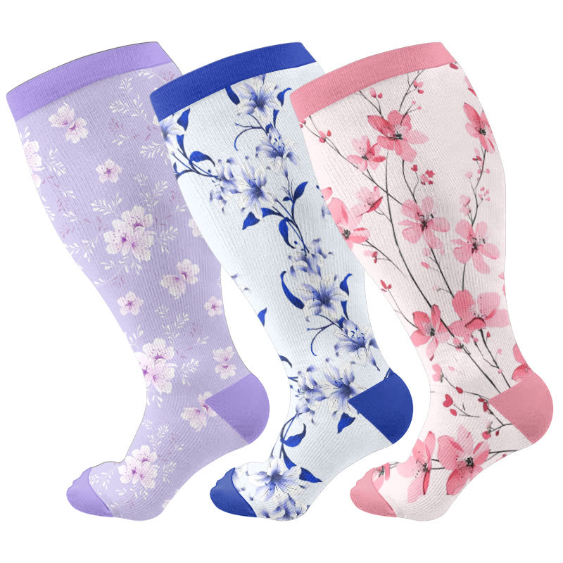 Plus Size Blossom Compression Socks(3 Pairs)