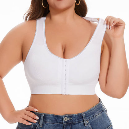 Plus Size Seamless Front Closure Wireless Racerback Bra