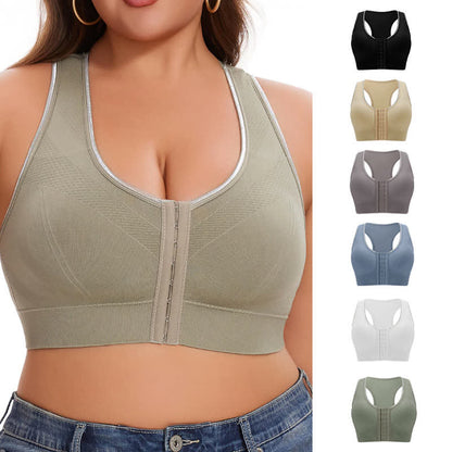 Plus Size Seamless Front Closure Wireless Racerback Bra