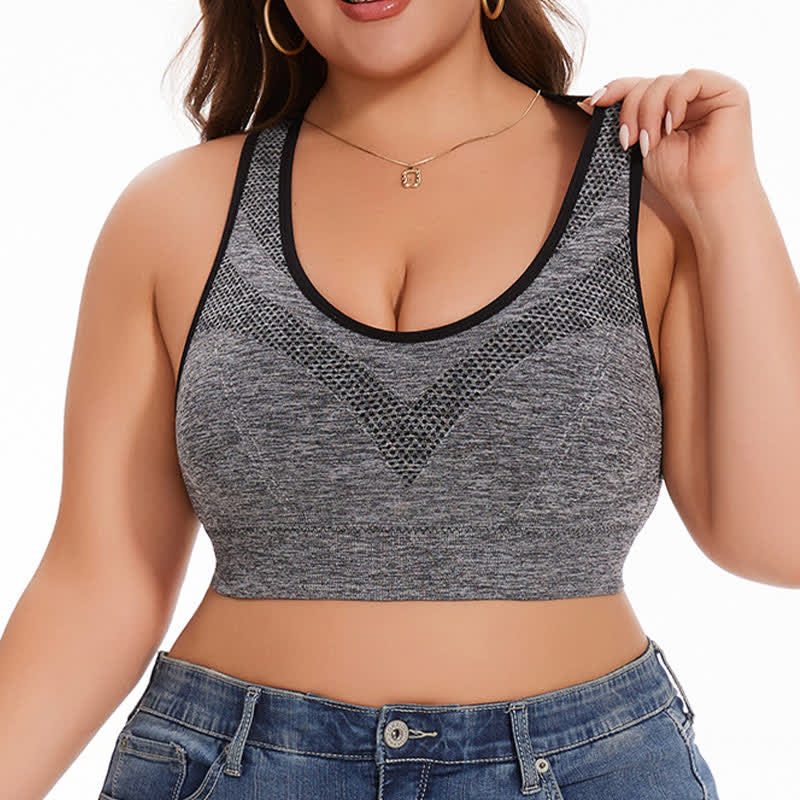 Plus Size Breathable Seamless Hollow Wireless Racerback Bra