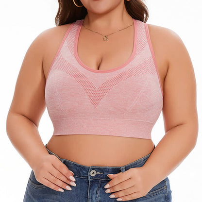 Plus Size Breathable Seamless Hollow Wireless Racerback Bra