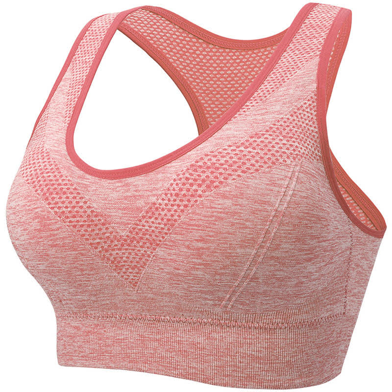 Plus Size Breathable Seamless Hollow Wireless Racerback Bra