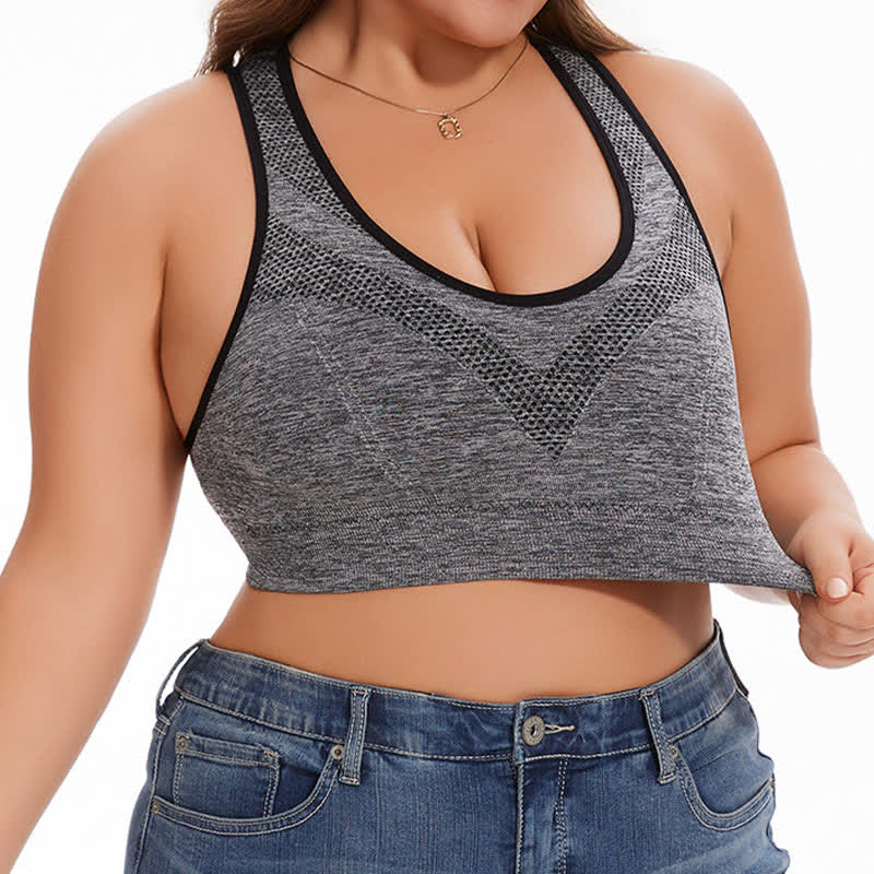 Plus Size Breathable Seamless Hollow Wireless Racerback Bra