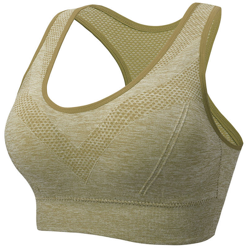 Plus Size Breathable Seamless Hollow Wireless Racerback Bra