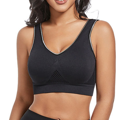 Plus Size Breathable Seamless Hollow Wireless Sports Bra