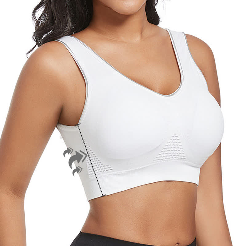 Plus Size Breathable Seamless Hollow Wireless Sports Bra