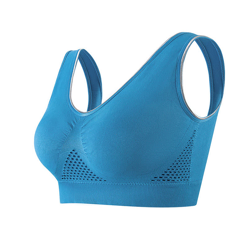 Plus Size Breathable Seamless Hollow Wireless Sports Bra