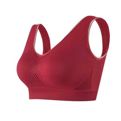 Plus Size Breathable Seamless Hollow Wireless Sports Bra