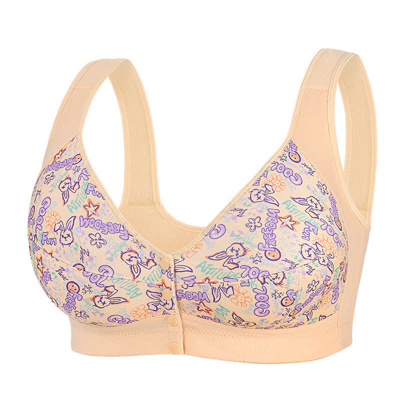 Plus Size Printed Front Closure Wire-Free Bra