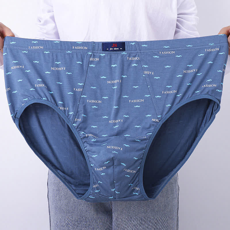 Plus Size Men's High Waist Comfort Printed Letter Brief(2 Packs)