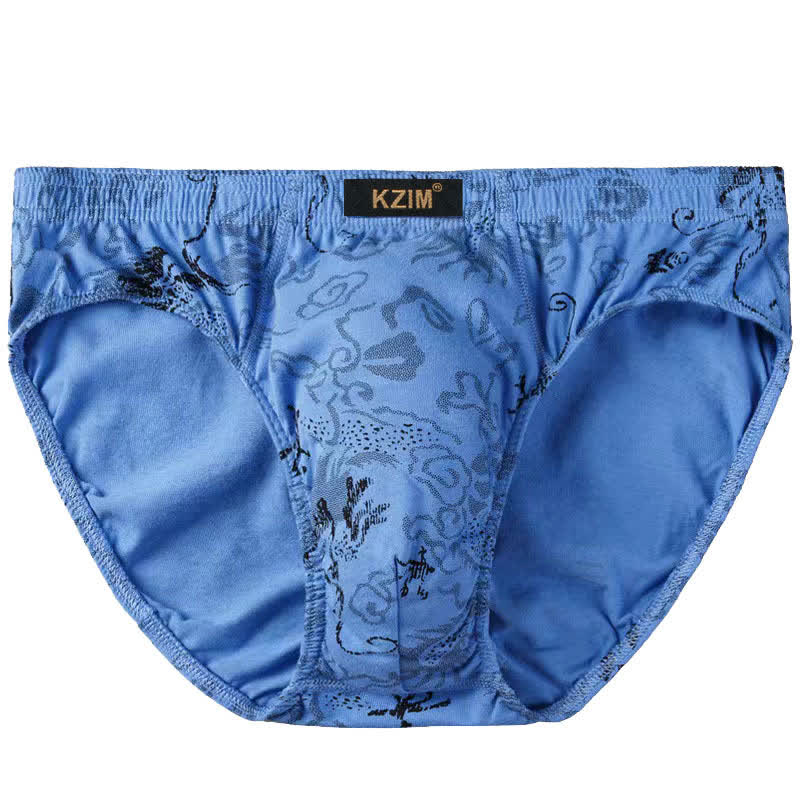 Plus Size Men's Dragon Print Cotton Brief(3 Packs)