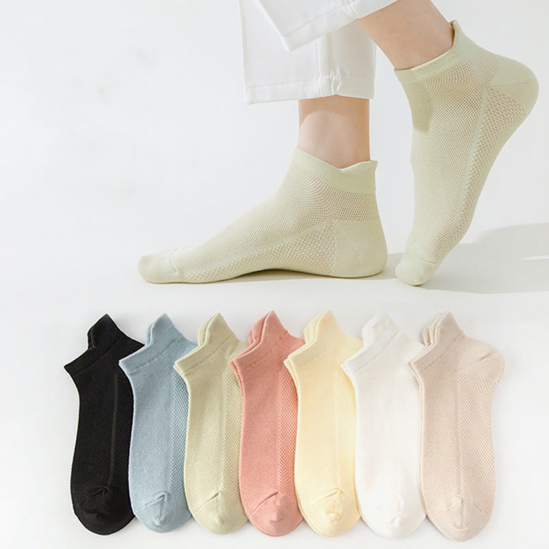 Classic Colors Mesh Ankle Socks(7 Pairs)