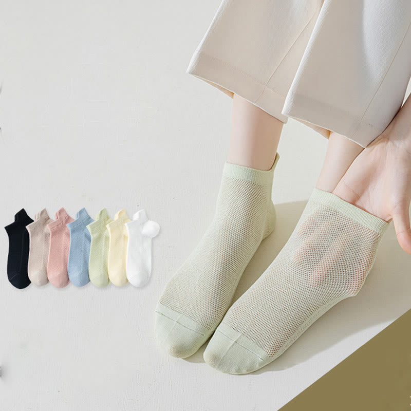 Classic Colors Mesh Ankle Socks(7 Pairs)