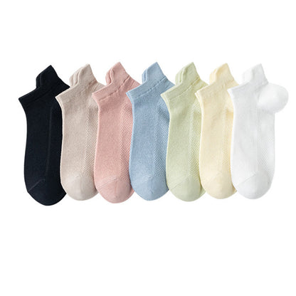 Classic Colors Mesh Ankle Socks(7 Pairs)