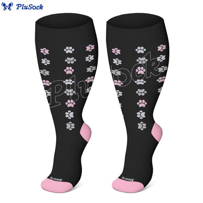 2XL-7XL Plus Size Dog Footprints Pineapple Compression Socks