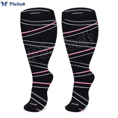 2XL-7XL Plus Size Dog Footprints Pineapple Compression Socks