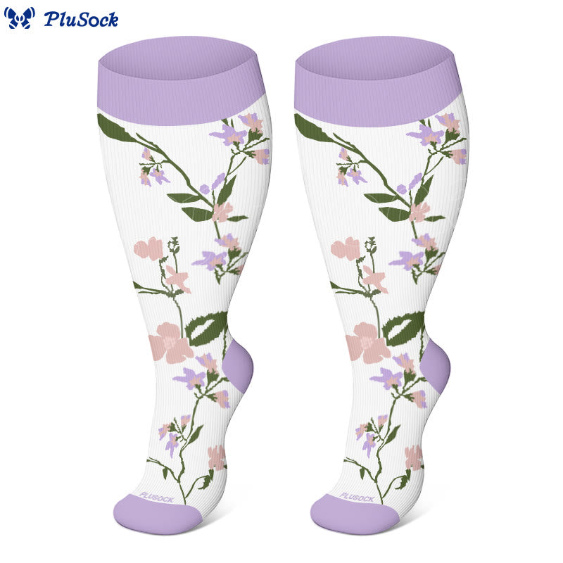 Plus Size Purple Stripe Compression Socks(3 Pairs)