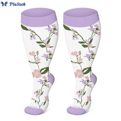 Plus Size Purple Stripe Compression Socks(3 Pairs)