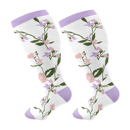 Plus Size Purple Stripe Compression Socks(3 Pairs)