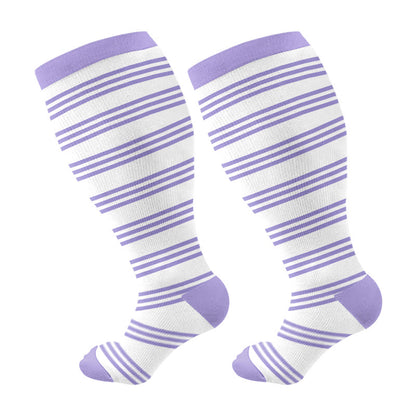 Plus Size Purple Stripe Compression Socks(3 Pairs)