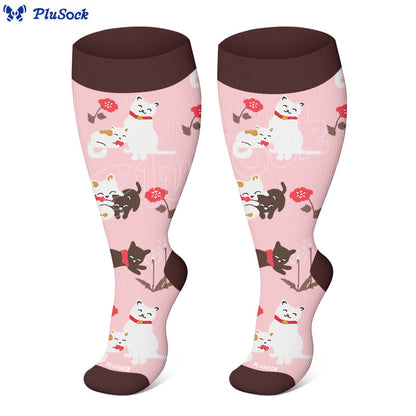 Plus Size Cat Series Compression Socks(3 Pairs)