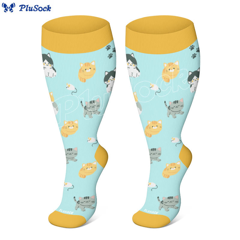 Plus Size Cat Series Compression Socks(3 Pairs)