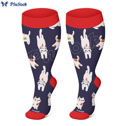 Plus Size Cat Series Compression Socks(3 Pairs)