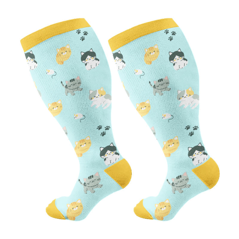 Plus Size Cat Series Compression Socks(3 Pairs)