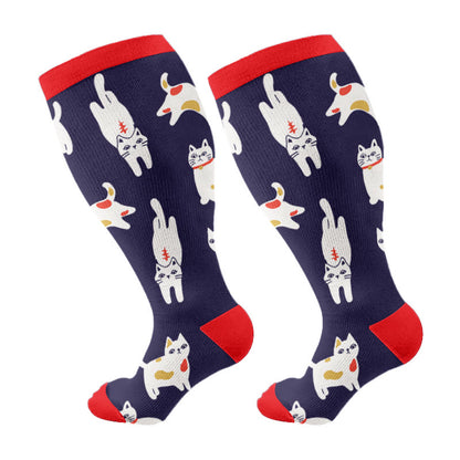 Plus Size Cat Series Compression Socks(3 Pairs)