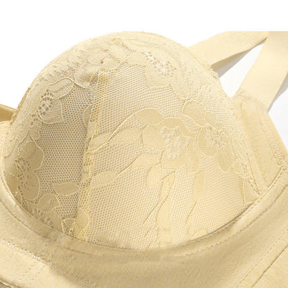 Plus Size Front Button Lace Underwire Bra