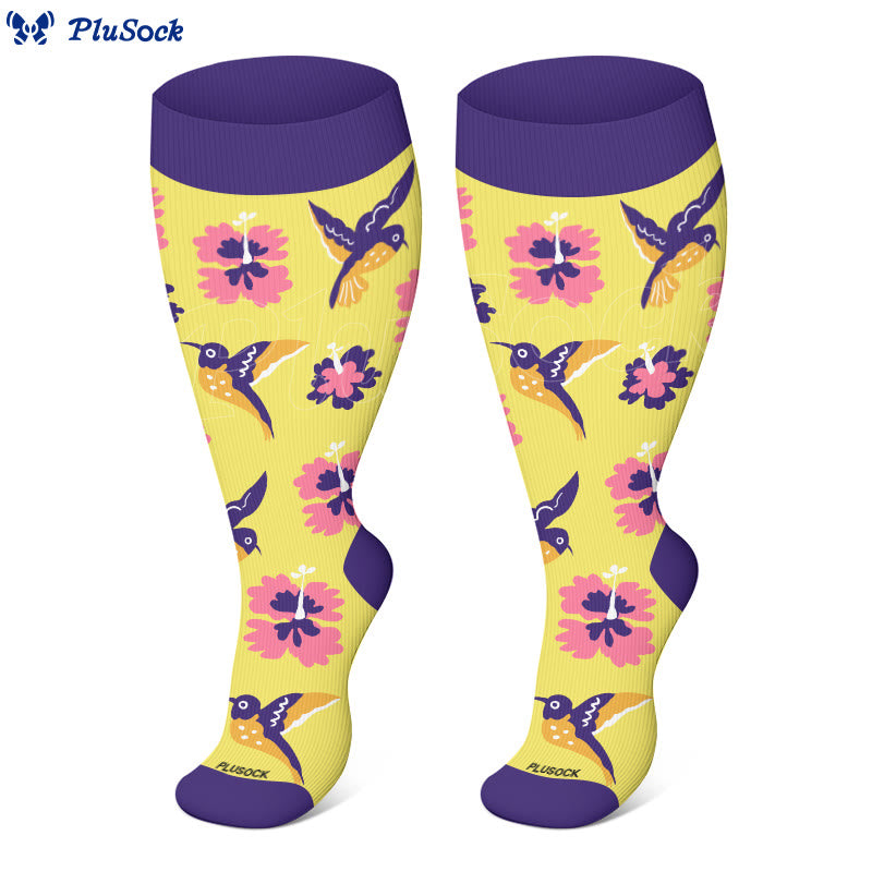 Plus Size Bird Series Compression Socks(3 Pairs)