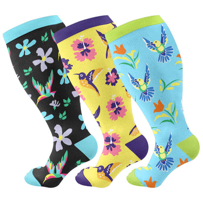 Plus Size Bird Series Compression Socks(3 Pairs)