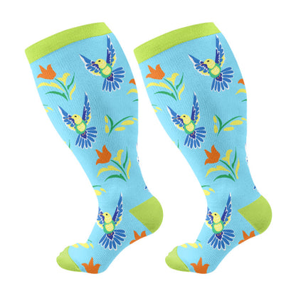 Plus Size Bird Series Compression Socks(3 Pairs)