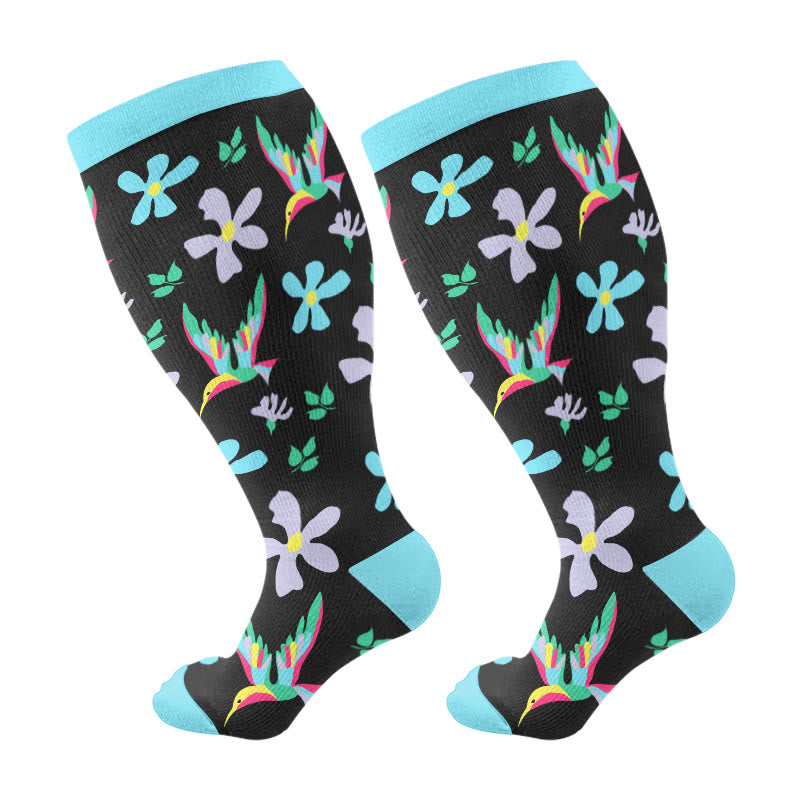 Plus Size Bird Series Compression Socks(3 Pairs)