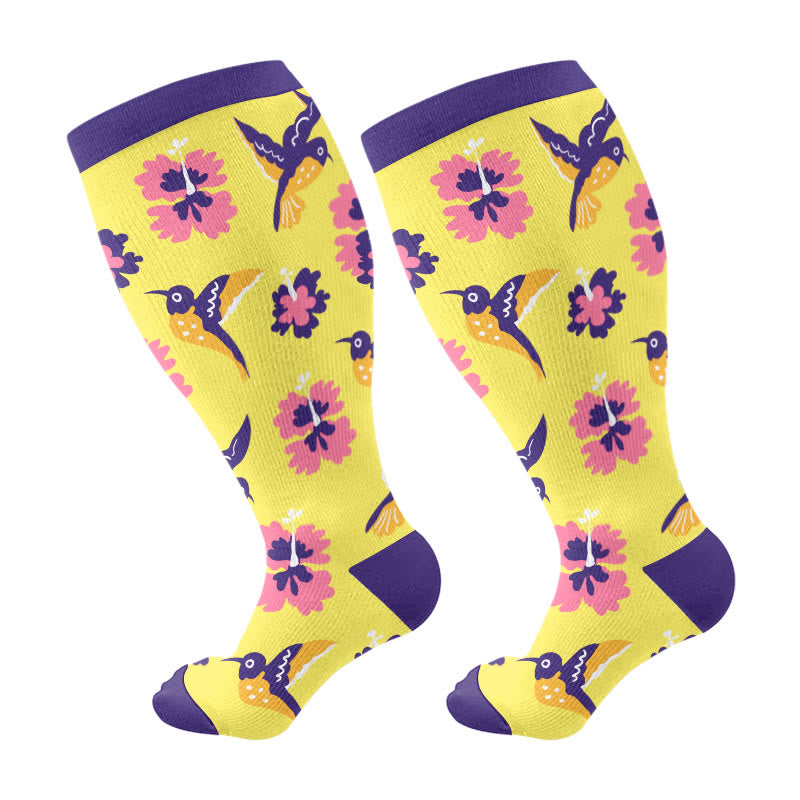 Plus Size Bird Series Compression Socks(3 Pairs)