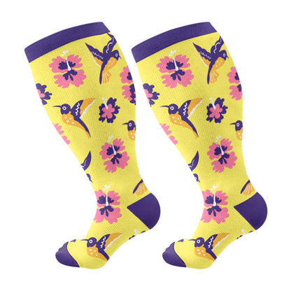 Plus Size Bird Series Compression Socks(3 Pairs)