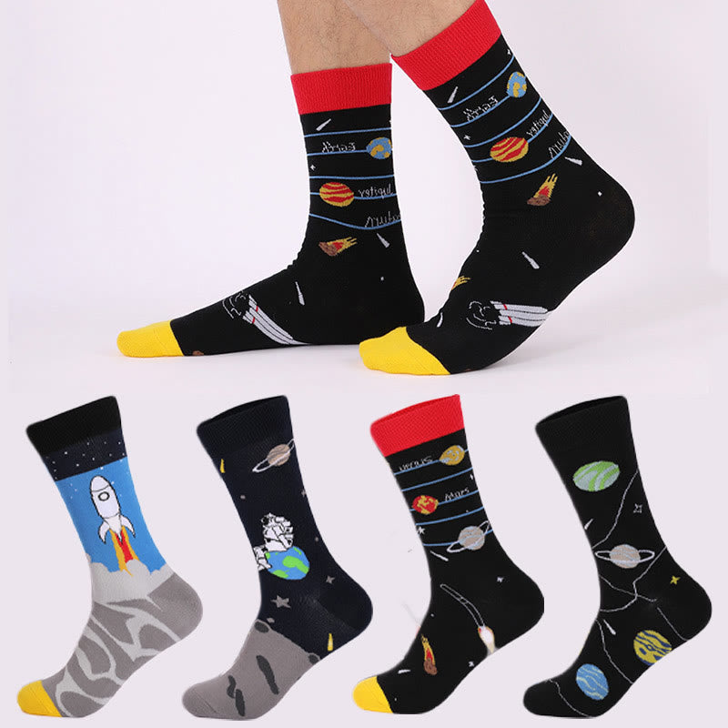 Plus Size Astronaut Constellation Quarter Socks(4 Pairs)