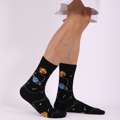 Plus Size Astronaut Constellation Quarter Socks(4 Pairs)