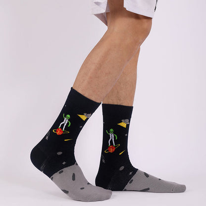 Plus Size Astronaut Constellation Quarter Socks(4 Pairs)