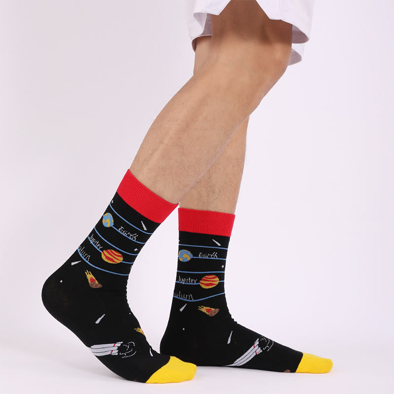 Plus Size Astronaut Constellation Quarter Socks(4 Pairs)