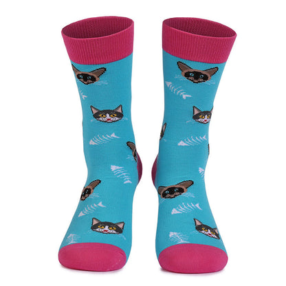 Plus Siz Cats Dogs Series Quarter Socks(4 Pairs)