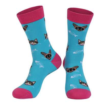 Plus Siz Cats Dogs Series Quarter Socks(4 Pairs)