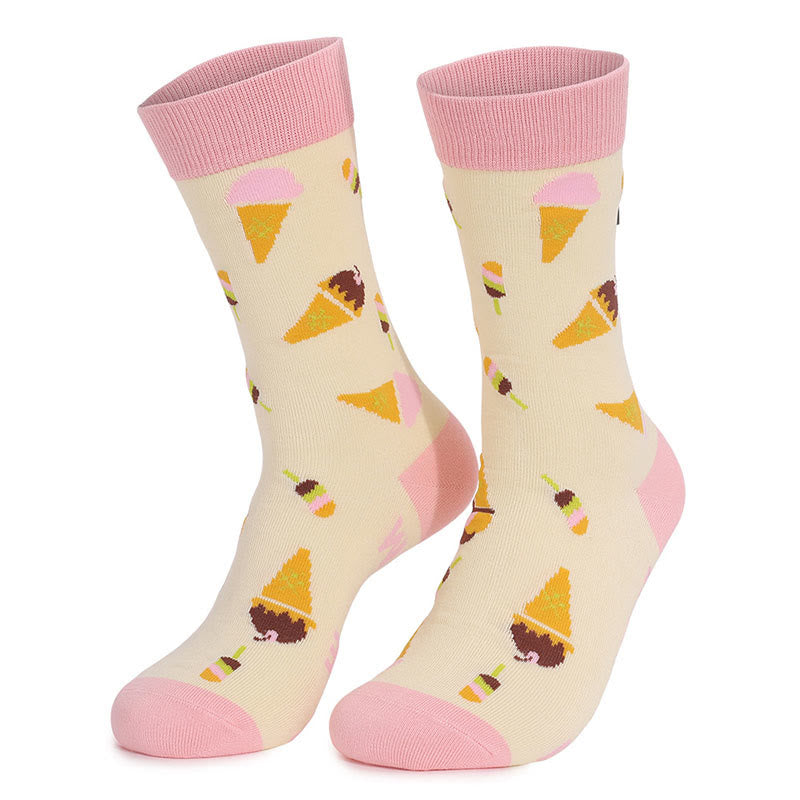 Plus Siz Cookies Coffee Quarter Socks(4 Pairs)