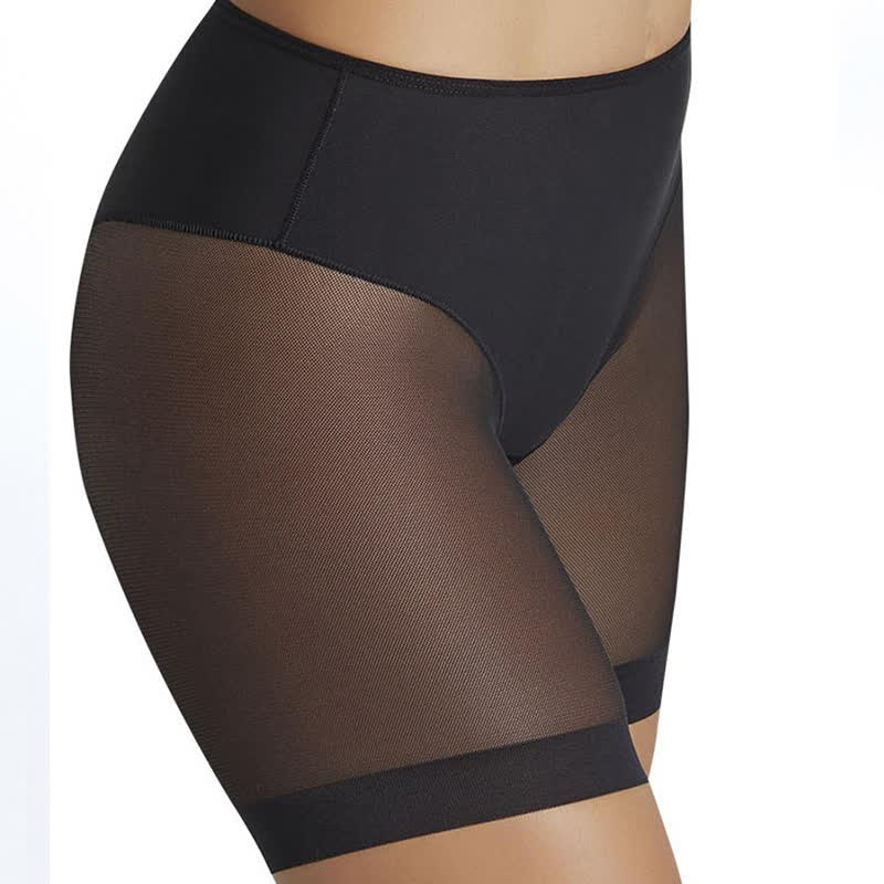 Sexy High Elastic Mid-waist Tummy Tuck Mesh Shaping Shorts