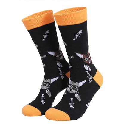 Plus Size Glasses Cat Quarter Socks(5 Pairs)