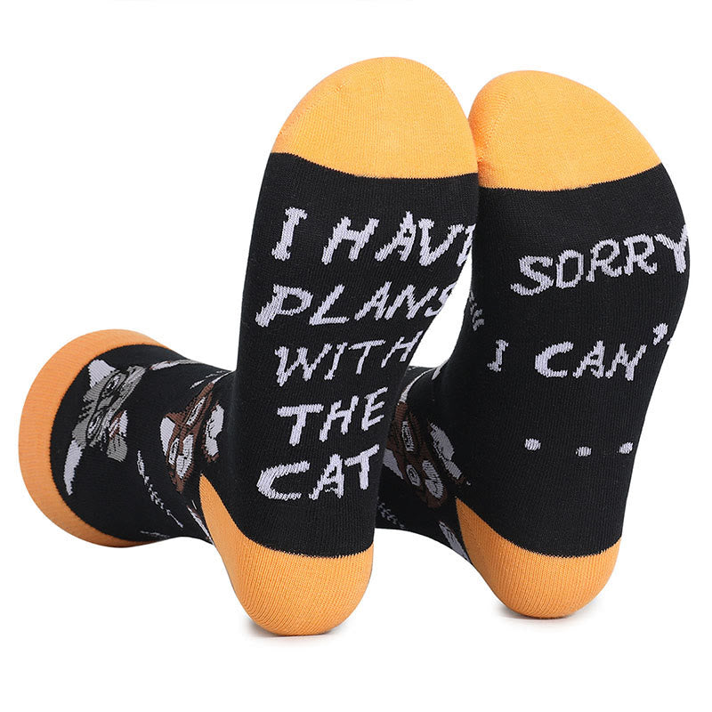 Plus Size Glasses Cat Quarter Socks(5 Pairs)