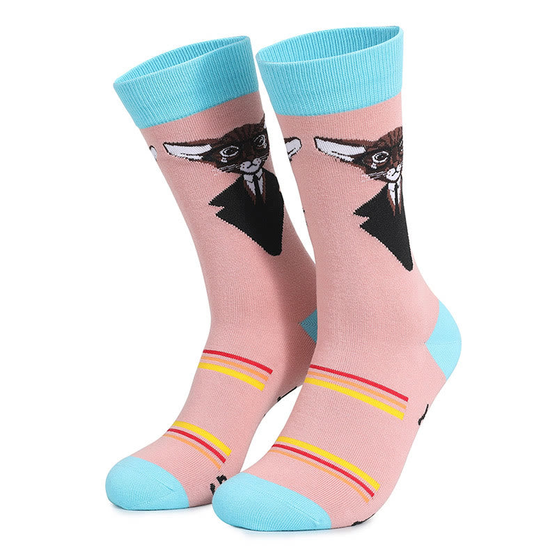 Plus Size Glasses Cat Quarter Socks(5 Pairs)