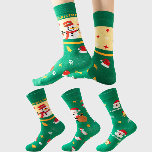 Plus Size Green Christmas Quarter Socks(3 Pairs)