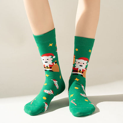 Plus Size Green Christmas Quarter Socks(3 Pairs)